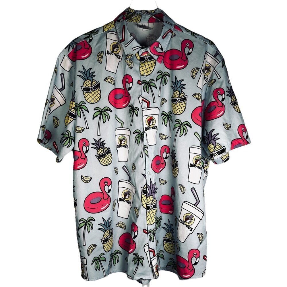 Buc-ees XL Men Hawaiian Shirt Tropical Coastal Cruise Vacation Beach